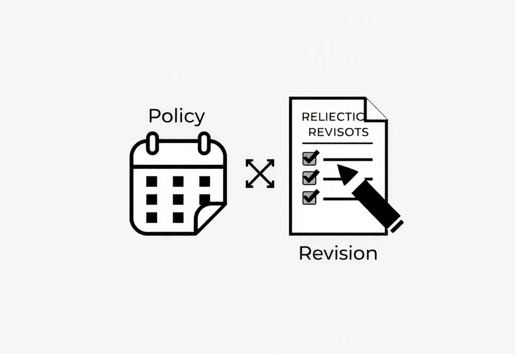 Ilustración de un calendario y un documento, simbolizando actualizaciones de políticas