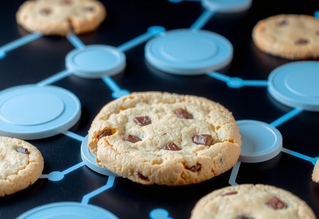 Ilustración de una galleta digital con chips de información